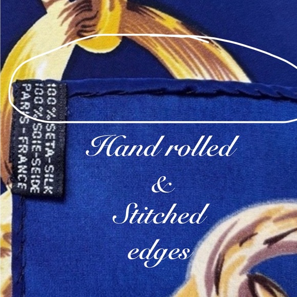 Vintage Chanel Silk Scarf Blue Gold Chains - Picture 5 of 5